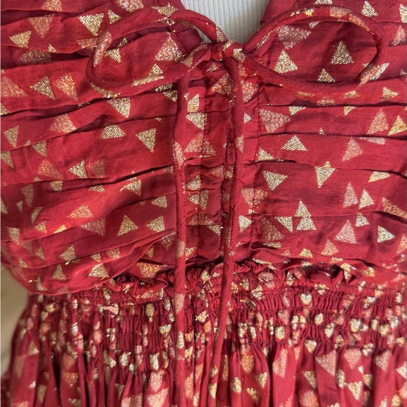 Anthropologie Red Dress Size Medium with Geo Gold Details NWT - Picture 2 of 5